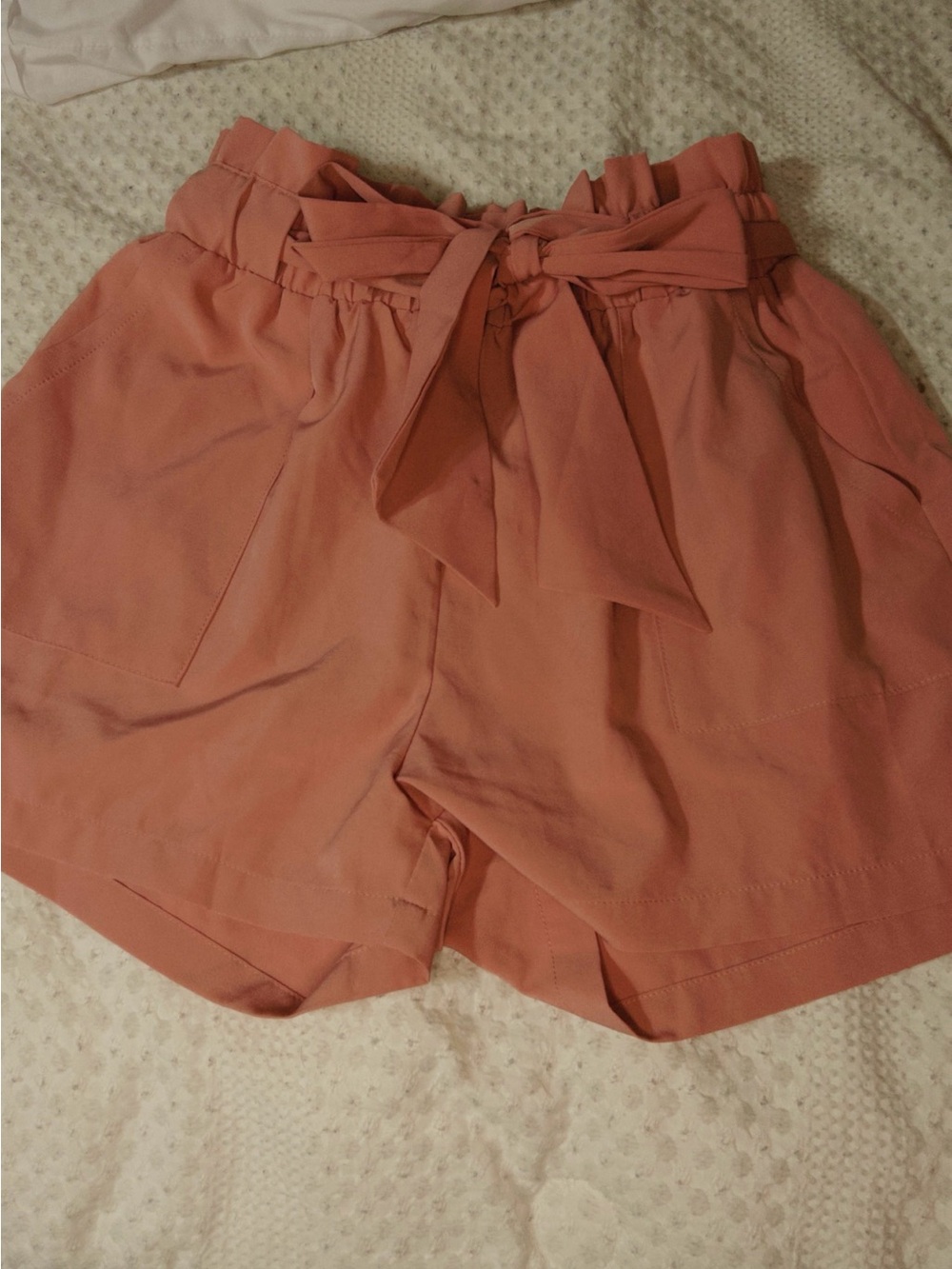 H&M Dusty Rose Paperbag Waist Tie Shorts